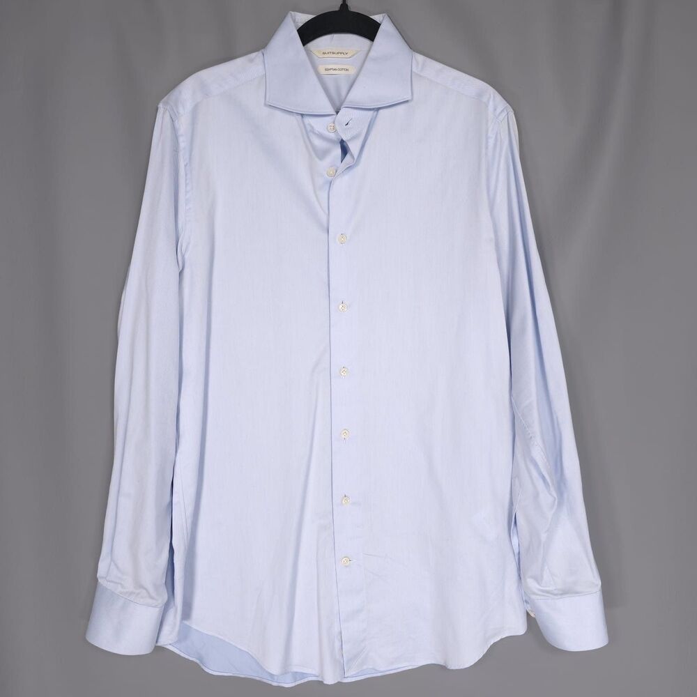 SUITSUPPLY Blue Egyptian Cotton Shirt Albini 1876 Slim Button‎ Up Front Size 40